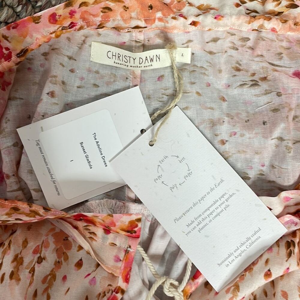 NWT Christy dawn the Adeline dress in sunset gladiola - orange pink floral large - Picture 13 of 13